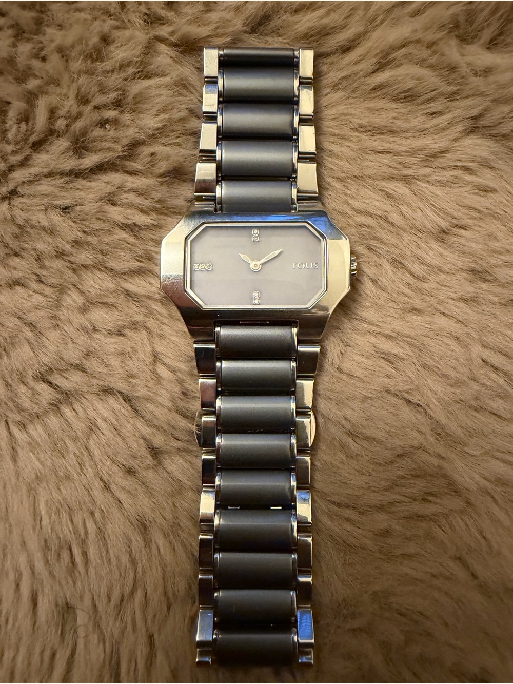 Tous Women's Two-Tone Silver and Black Bracelet Watch